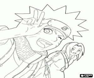 Coloriage Naruto Uzumaki et Sakura Haruno