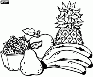 Coloriage Nature morte aux fruits assortis