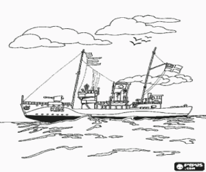 Coloriage Navire de guerre - Corvette