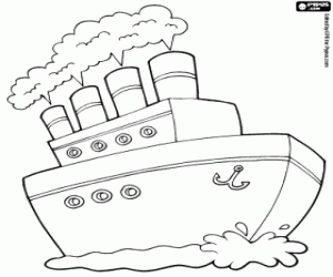 Coloriage Le navire, un transport sur l'eau