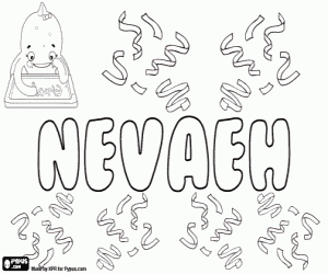 Coloriage Nevaeh, un nom moderne