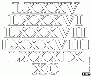 Coloriage Nombre de 85 à 90 selon les Romains