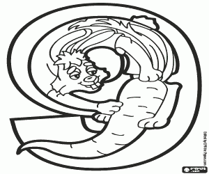 Coloriage Nombre de neuf, de lapin et de carotte