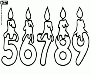 Coloriage Nombres de 5 à 9 avec des bougies