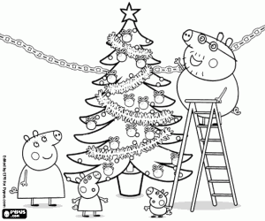 Coloriage Noël avec Peppa Pig