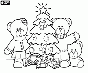 Coloriage Noël à la maison de famille d'ours
