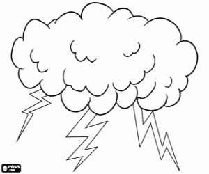 Coloriage Nuage d'orage avec des éclairs