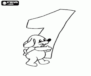 Coloriage Numéro 1 avec un chien