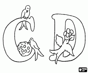 Coloriage Oiseaux avec les lettres C et D