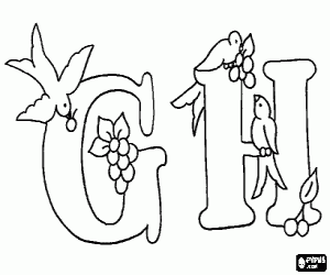 Coloriage Oiseaux sur les lettres G et H