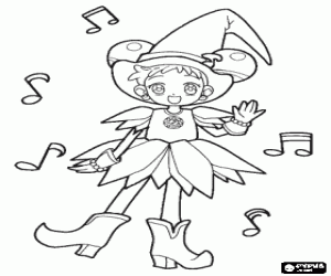 Coloriage Ojamajo Doremi, une apprentie de sorcière