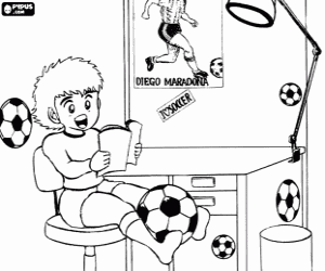 Coloriage Oliver Hutton, un fan de football