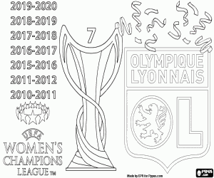 Coloriage Olympique Lyon, champion Ligue des Champions