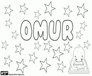 Coloriage Omur, nom turc pour garçon