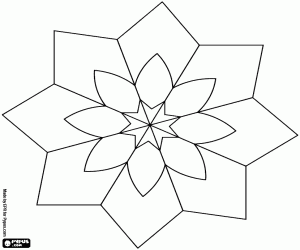 Coloriage Origami fleur, motif