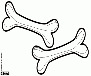 Coloriage Deux os pour le petit chien