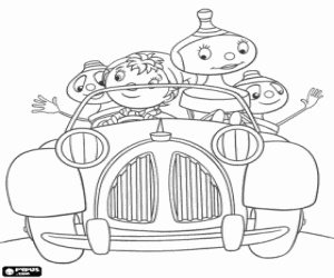 Coloriage Oui-Oui au volant de sa voiture