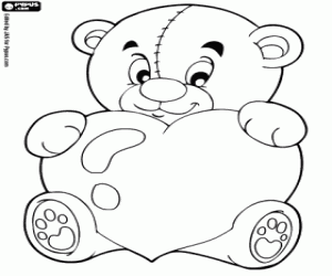 Coloriage Ours en peluche avec un coeur