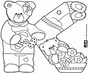 Coloriage Ours jardiniers et la lettre K