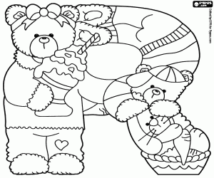 Coloriage Deux ours et un lapin, la lettre R