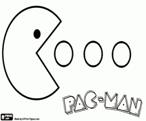 Coloriage Pac-Man mange balles avec le logo