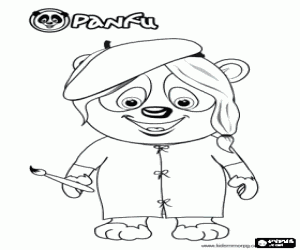 Coloriage Le panda Ella, artiste de Panfu