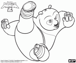 Coloriage Le panda Po, un expert en Kung Fu