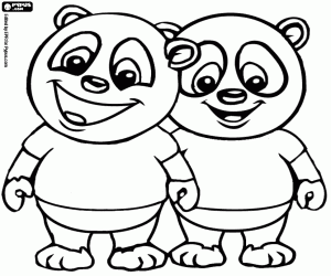 Coloriage Deux pandas, deux amis de Panfu
