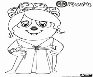 Coloriage Panfu Panda avec robe de soirée