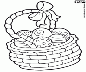 Coloriage Panier avec oeufs de Pâques