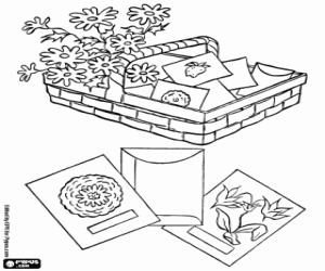 Coloriage Panier de fleurs de printemps