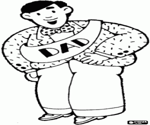 Coloriage Papa avec l'écharpe de célébration