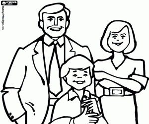 Coloriage Papa, maman et fils, une famille
