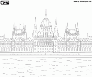 Coloriage Le Parlement à Budapest, Hongrie