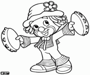 Coloriage Patatí avec deux tambourins