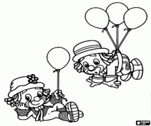 Coloriage Patatí et Patatá avec des ballons