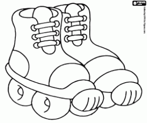 Coloriage Patins à roulettes avec des bottes