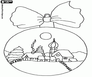 Coloriage Paysage dans une boule de Noël