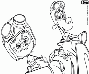 Coloriage Peabody et Sherman sur moto