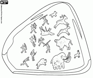 Coloriage Les peintures rupestres de la chasse