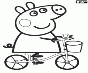Coloriage Peppa Pig avec son vélo
