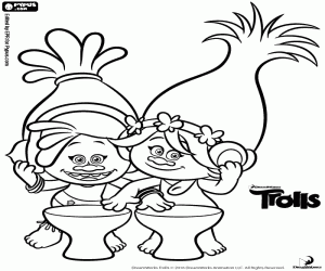 Coloriage Les percussions de Poppy et Suki