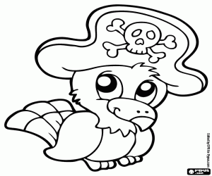 Coloriage Le perroquet de pirates