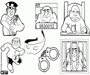Coloriage Les personnages de Crime et Justice
