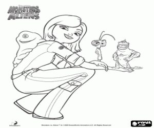 Coloriage Personnages de Monsters vs Aliens