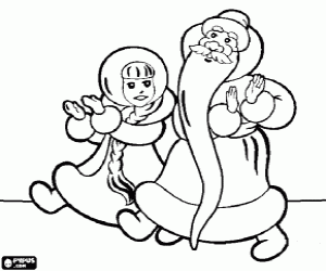 Coloriage Deux personnages du Noël russe