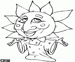 Coloriage Personne déguisé en un tournesol