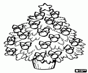 Coloriage Petit arbre de Noël décoré