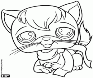 Coloriage Petit chat avec foulard, LPS