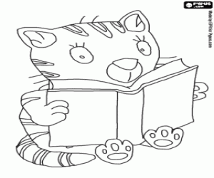 Coloriage Le petit chat Puss et le livre